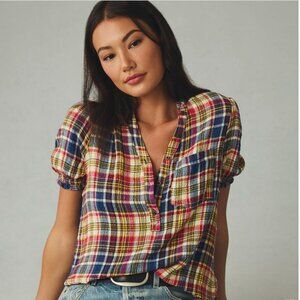 PILCRO: Aly Puff-Sleeve Blouse Plaid